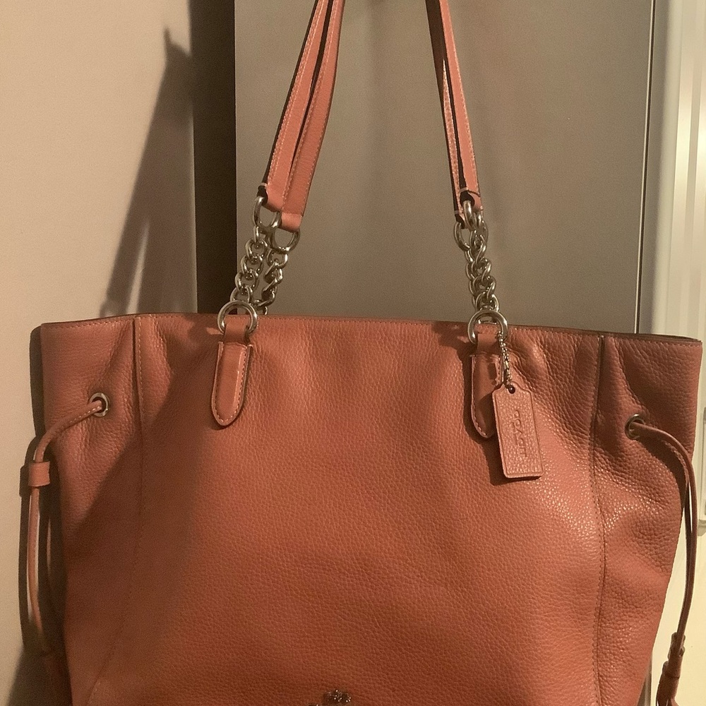 Coach pebble leather zip tote mauve